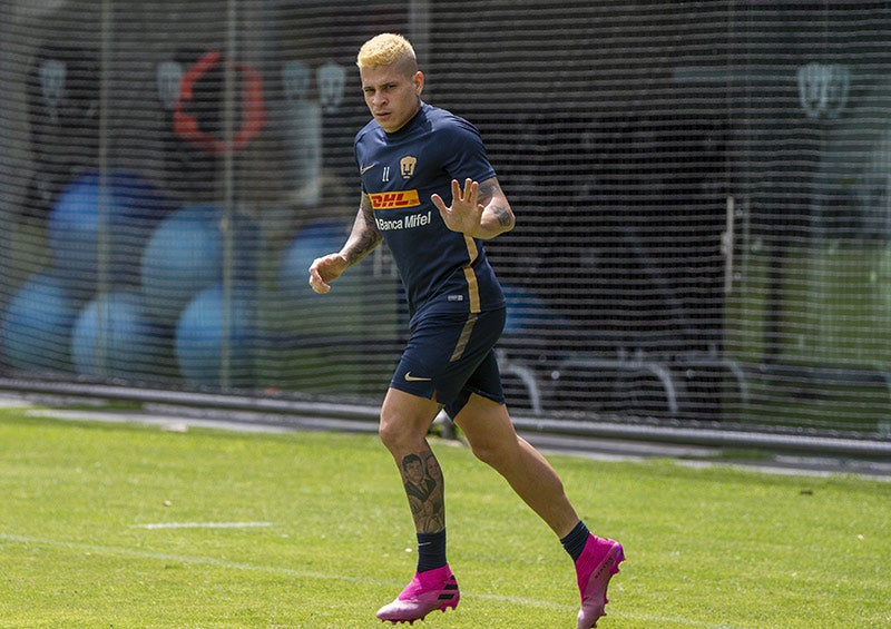 El paraguayo, durante un entrenamiento en la Cantera de Pumas