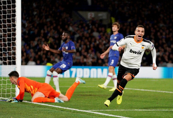 Rodrigo festeja su gol ante el Chelsea