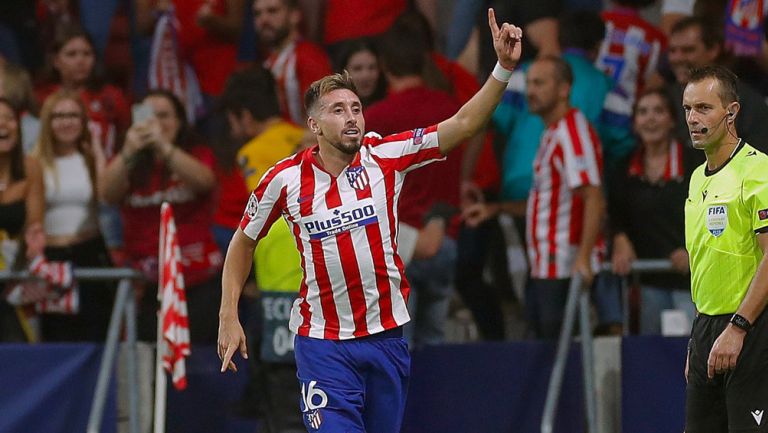 Héctor Herrera celebra un tanto con el Atlético de Madrid 