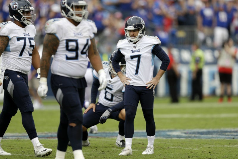 Cairo Santos (7), en el juego entre Titans y Bills