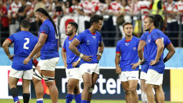 El combinado samoano en acción durante el Mundial de Rugby