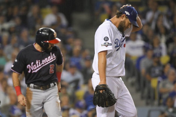 Clayton Kershaw durante el juego contra los Nationals