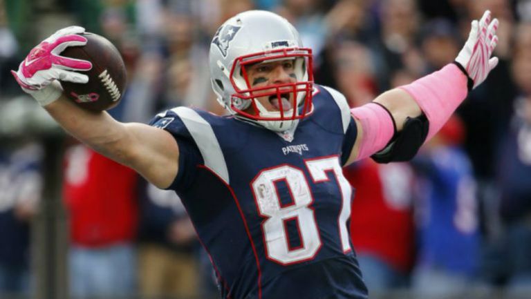 Rob Gronkowski durante un partido con los Patriotas