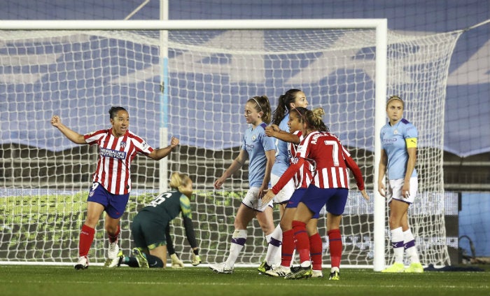 Charlyn, en festejo con el Atlético