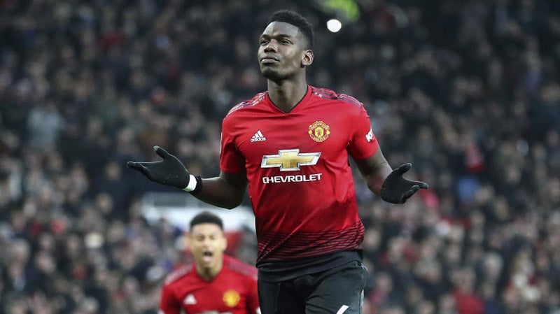 Pogba celebra una anotación con el Manchester United 