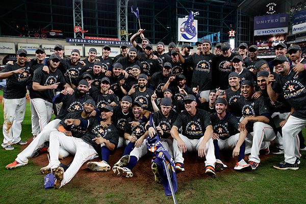 Los Astros festejan el título de la Liga Americana