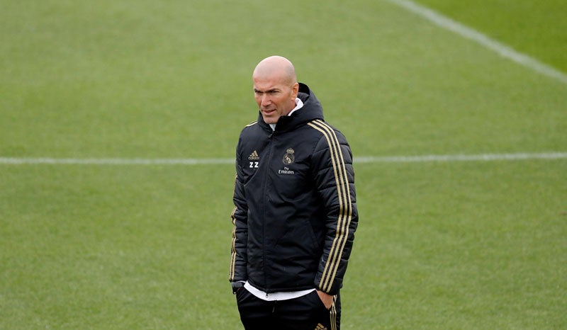 Zinedine Zidane, en un entrenamiento del Real Madrid