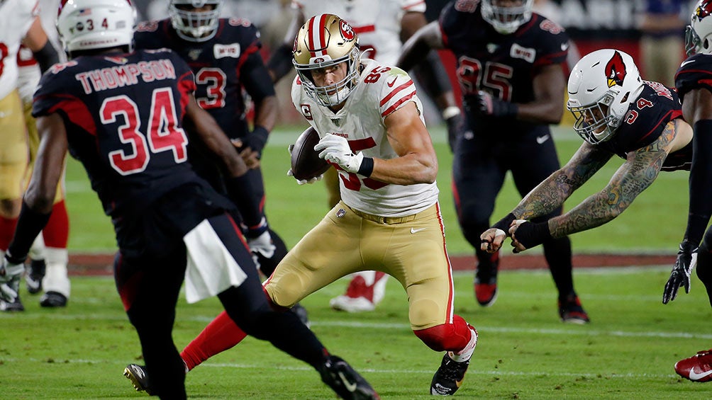 George Kittle, son su calzado de Cero Miedo vs Cardinals