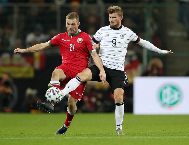 Selección de Alemania en partido contra Bielorrusia