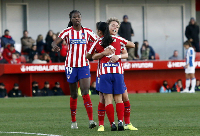 Atlético Femenil celebrando la victoria 