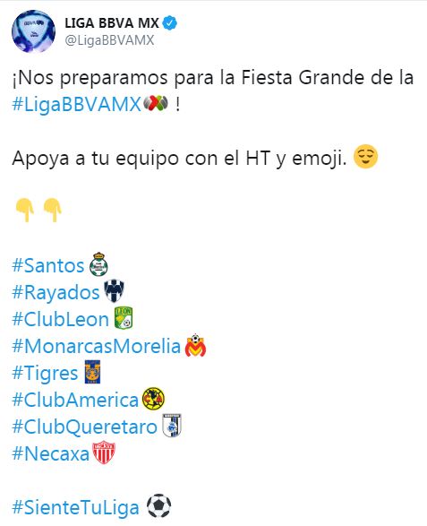 Tuit de la Liga MX con los nuevos emojis