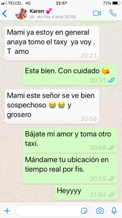 Última conversación de Whatsapp de Karen