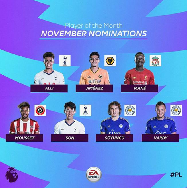 Los nominados al premio de noviembre en el FIFA 20