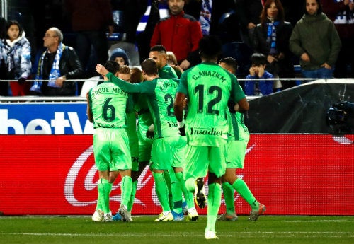 Jugadores del Leganés festejan un gol ante el Alavés