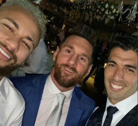 La famosa MSN reunida en el festejo de Luis Suárez