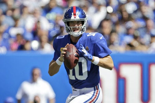 Eli Manning durante un juego con los Giants