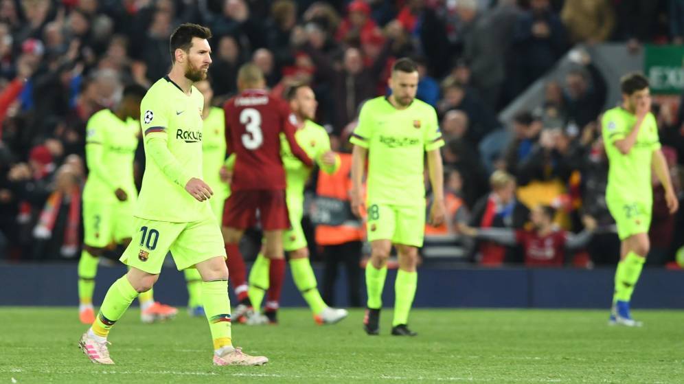 Messi tras perder frente al Liverpool en la Champions League