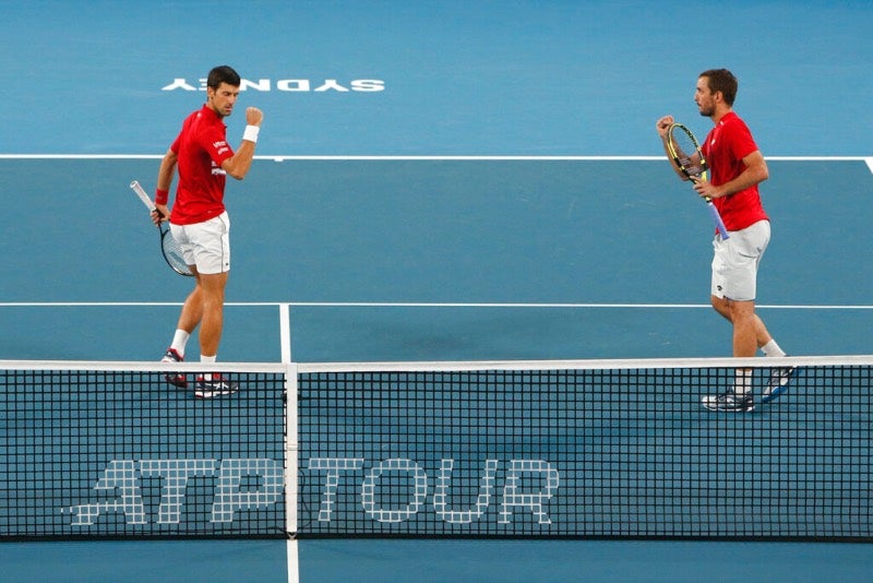 Novak Djokovic y Victor Troicki en la Final de la Copa ATP