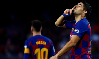 Luis Suárez en acción con Barcelona