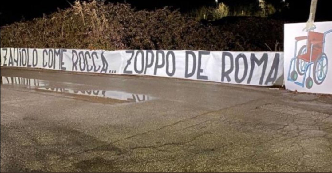Pancarta de aficionados de la Lazio