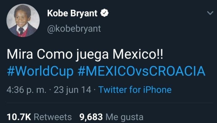 Tweet de Kobe Bryant sobre el Tri