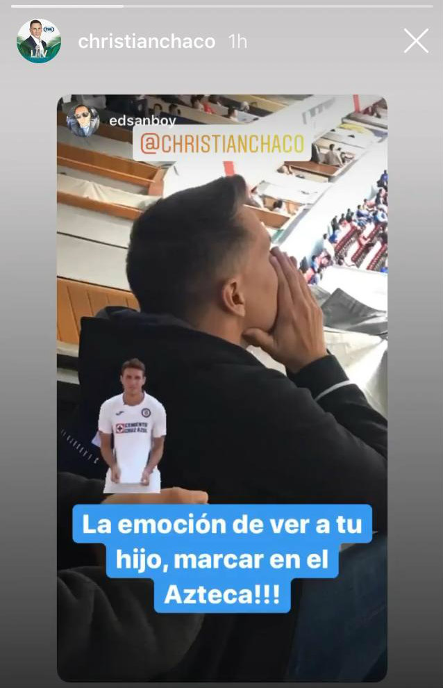 Christian Giménez celebró el gol de su hijo en Instagram