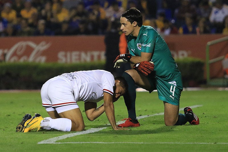 El guardameta rojiblanco lamenta una acción contra Tigres