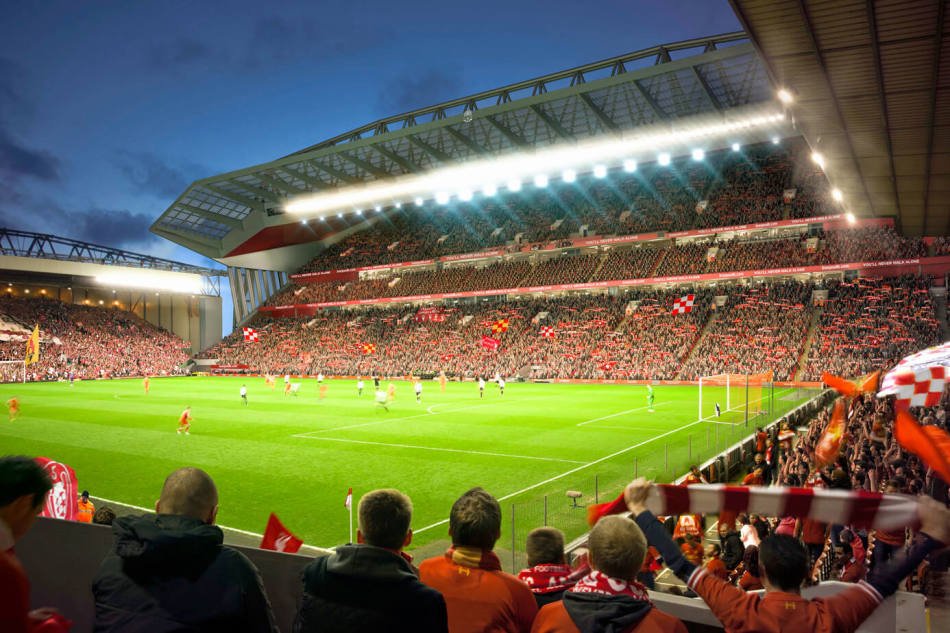 Anfield en un partido del Liverpool