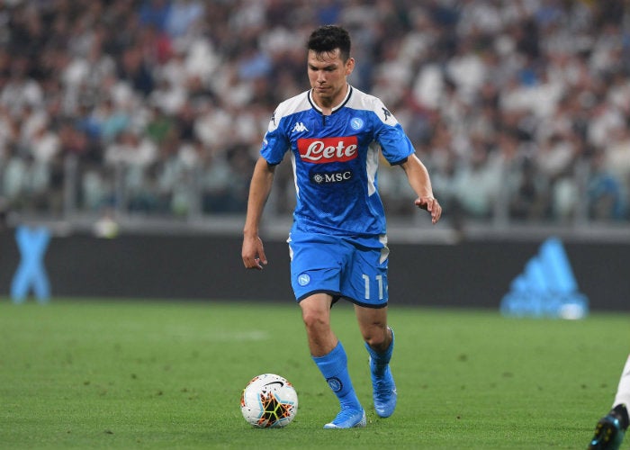 Lozano, en un partido del Napoli