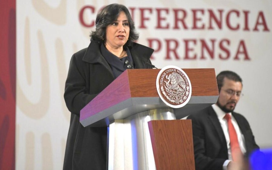 Irma Eréndira Sandoval, titular dela SFP en conferencia