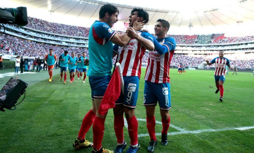 JJ Macías celebrando el primer gol ante León