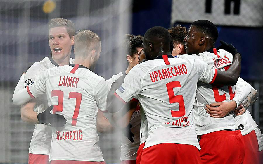 Jugadores del Leipzig celebrando un gol ante Tottenham