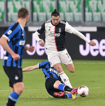 CR7 durante un juego entre el Inter y la Juventus