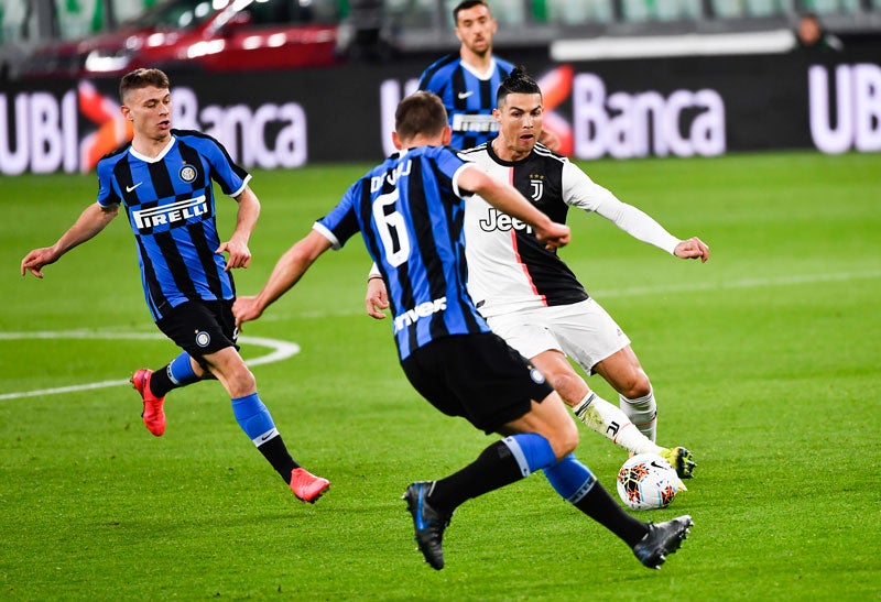 Cristiano Ronaldo durante un duelo entre Juventus e Inter
