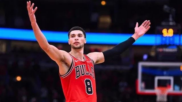 Zachary LaVine en un juego de los Bulls