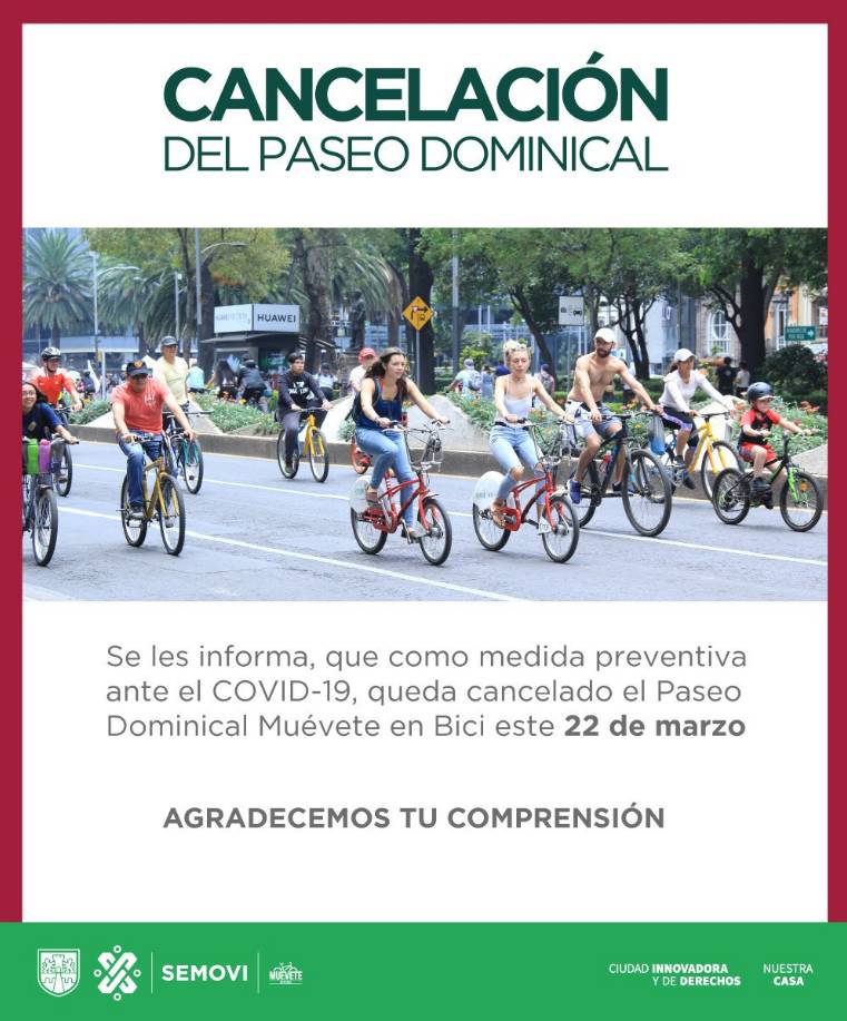 La cancelación del paseo dominical en Reforma