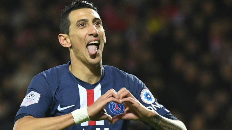 Di María en festejo de gol con el PSG