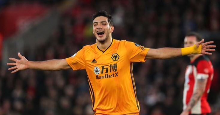 Jiménez, en festejo de gol con Wolves