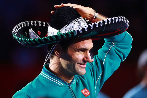 El tenista suizo durante su partido en México 