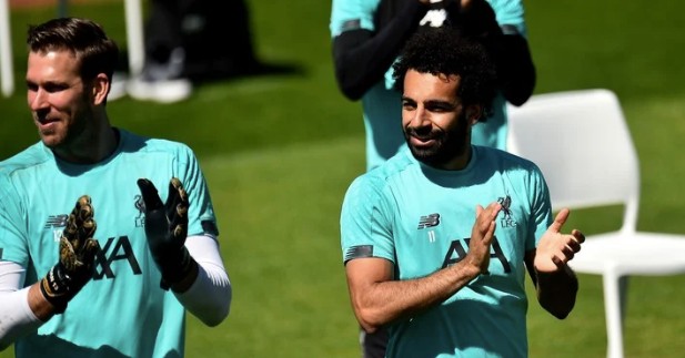 Adrián y Salah en un entrenamiento 