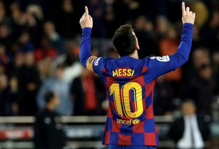 Messi celebra un gol con el Barcelona 