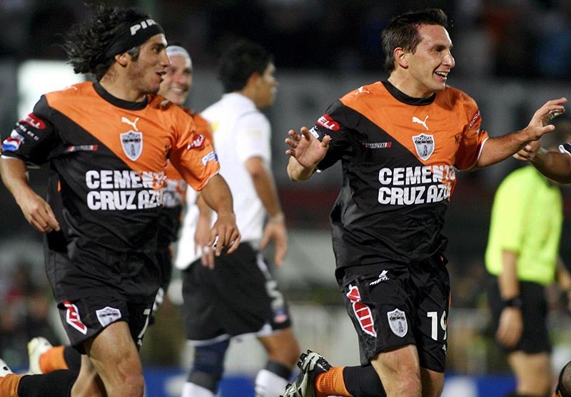 Damián y Chaco celebran un gol en la Final de Sudamericana 