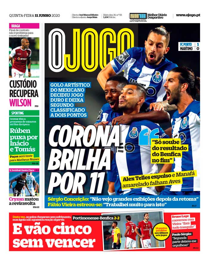 La tapa del diario O Jogo