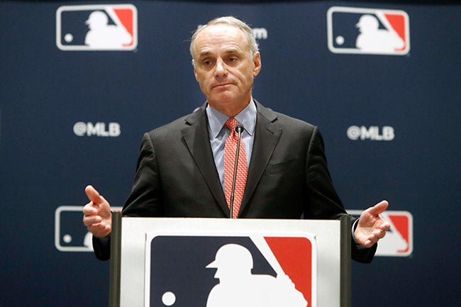 Rob Manfred, en conferencia de prensa