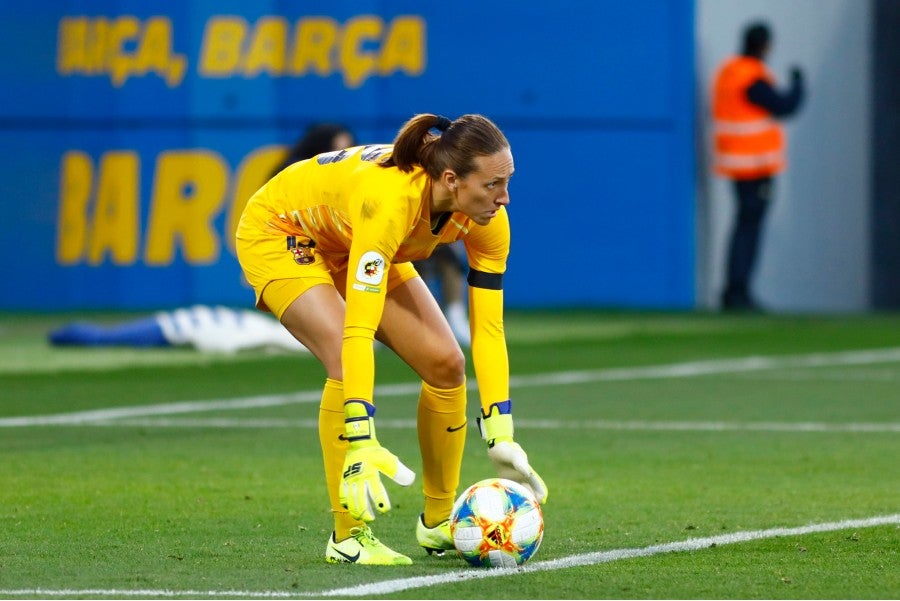 Pamela Tajonar durante un partido con Barcelona Femenil