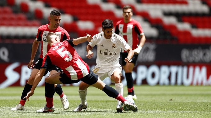 Marco Asensio en acción conte Bilbao