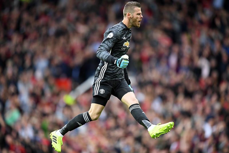 De Gea festeja un gol de los Red Devils en Premier 