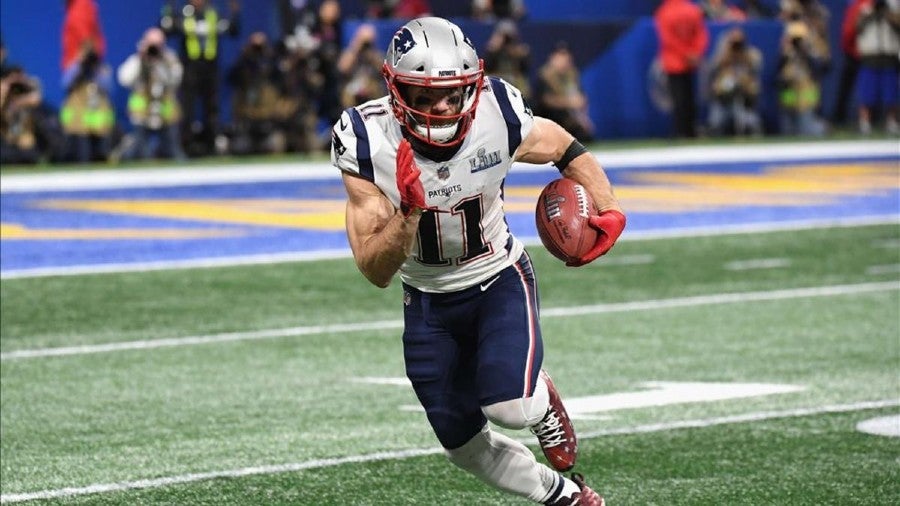 Julian Edelman durante un partido con Patriots