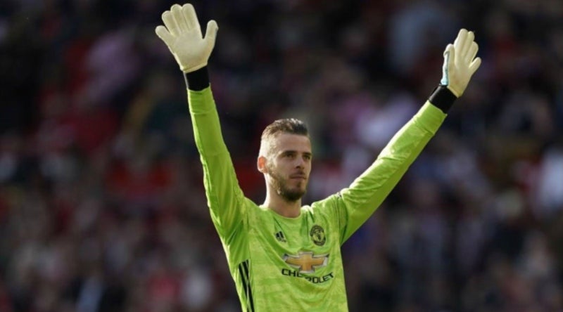 De Gea celebrando una victoria con el Manchester 