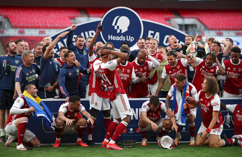 Los jugadores de los Gunner celebrando el título de FA Cup